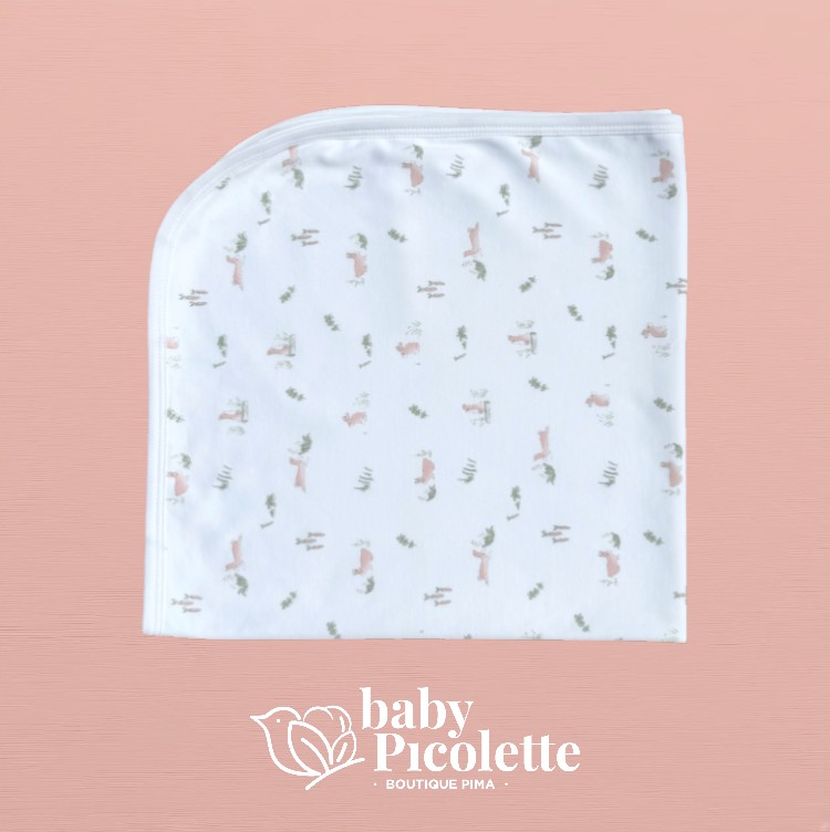 Manta doble tela con capuchita - bosque
